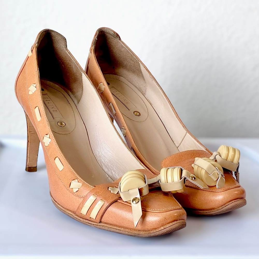 CELINE Vintage Leather Loafer Heels